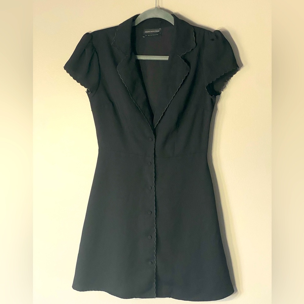 Urban Outfitters Black Mini Dress with Scalloped Trim